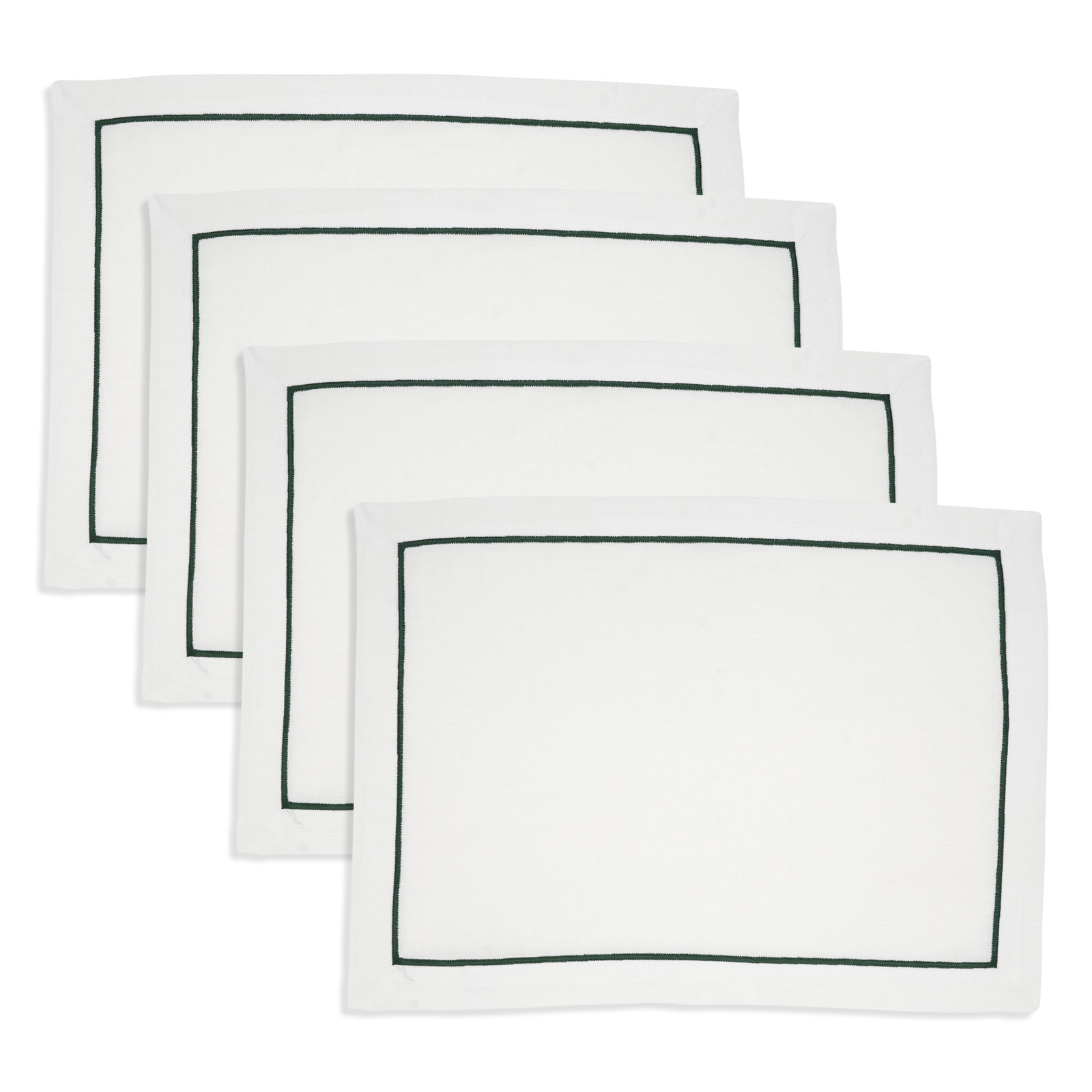 Embroidered Line Design Placemat (Set of 4), Green