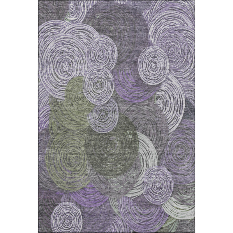 Premium Machine Washable Mayfield AMF2267 Geometric Rug, 9' x 12', Purple