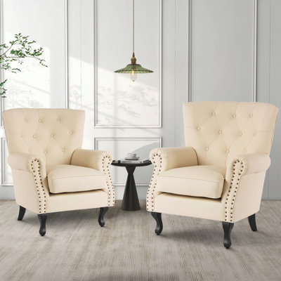 24"W Faux Leather Wingback Chair