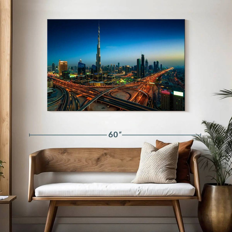 Sirci, autoroute de Dubaï la nuit, H 32 po x l 48 po