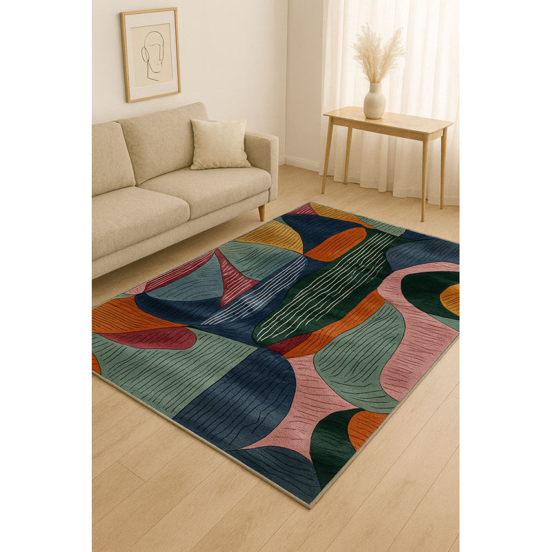 Tapis doux antidérapant, 50 x 60 cm (1,6 x 2,0 pi), 60% coton et 40% polyester | Tissé à la machine, impression numérique, sans velours, 0,3 po d'épaisseur | Lavable à 86 ° F, parfait pour le décor du salon et de la chambre à coucher