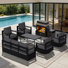 Ensemble de mobilier d'extérieur moderne en aluminium 7 pièces avec foyer 50 000 BTU, 4 chaises, une table basse et des coussins gris de 6 po Abdullah
