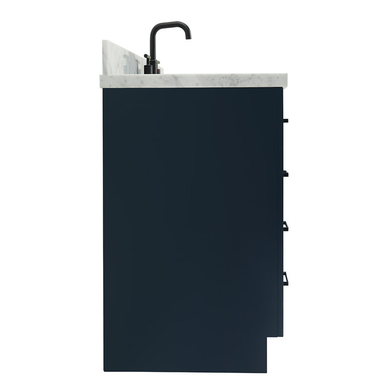 ARIEL HEPBURN 37 IN RIGHT OFFSET RECTANGULAR SINK VANITY 1,5 IN, Left, Oval, Midnight Blue