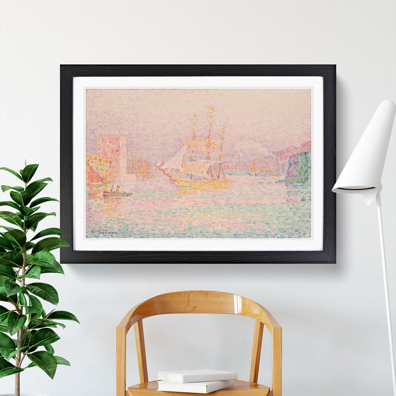 The Harbour at Marseilles by Paul Signac - Picture Frame Painting, Black, 27cm H x 36cm W x 2cm D