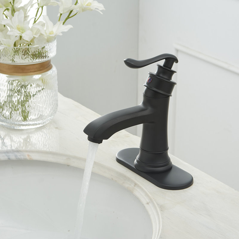Single Hole Single Handle Low-Arc Bathroom Faucet With Pop-Up Drain Assembly, Matte Black