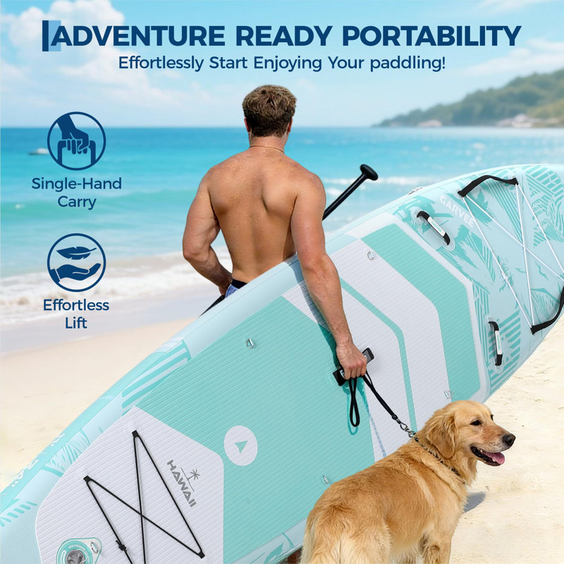 Inflatable Stand Up Paddle Board, Non-Slip EVA Surface, Complete Accessories for Adults & All Skill Levels, 335 x 86 x 15 cm, Palm Leaf