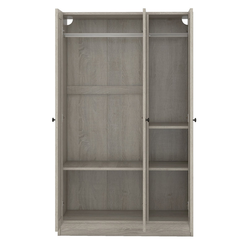 Armoire à 3 portes avec tablettes, Gris