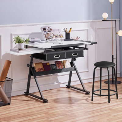 Height Adjustable Drawing and Drafting Table