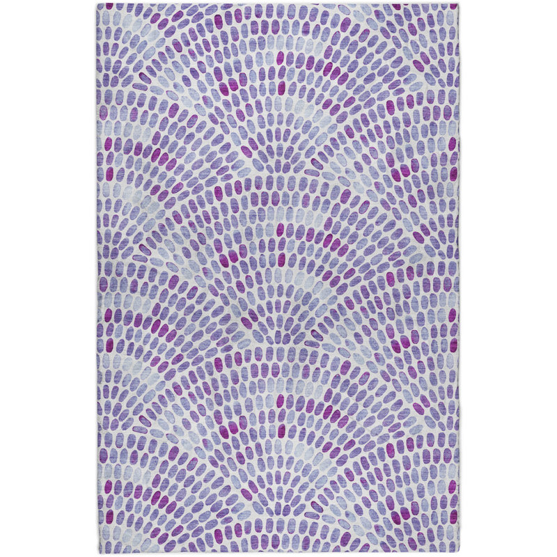 Premium Machine Washable Dream Shag ADS186 Dot Arches Rug, Purple, 5' x 7'6"