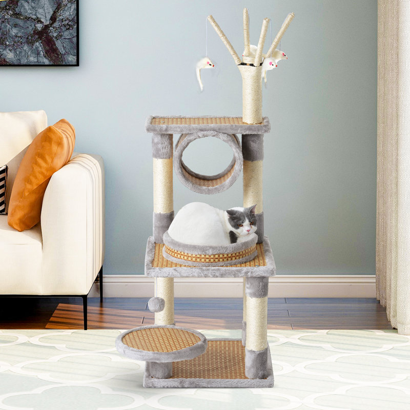 Tena 124 cm H Cat Tree / Condo, Grey/Brown