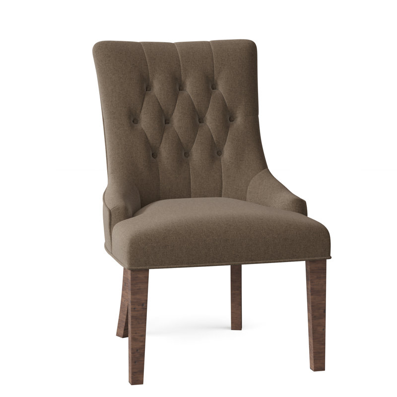 Chaise avec accoudoirs capitonnée Clancy, Loden 9953, Tabac