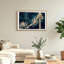 Art mural bleu sarcelle et plante d'agave avec tige en fleurs-1993091463