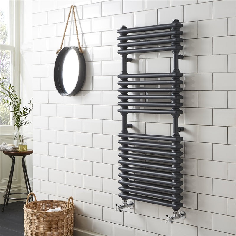 Clifton Heated Towel Rails, 50cm H x 60cm W x 5.5cm D, Grey