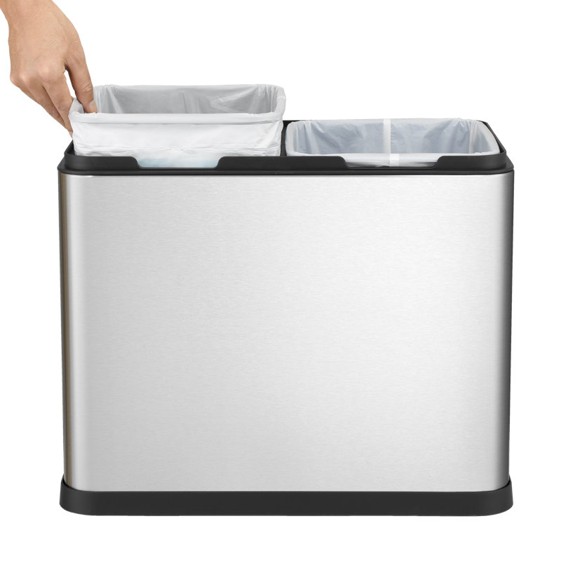 8 Gallon Stainless Steel Dual Compartment Open Top Trash Can
