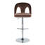 Tabouret de bar réglable en métal chromé et velours espresso avec repose-pieds arrondi en T - ensemble de 2-1934614587
