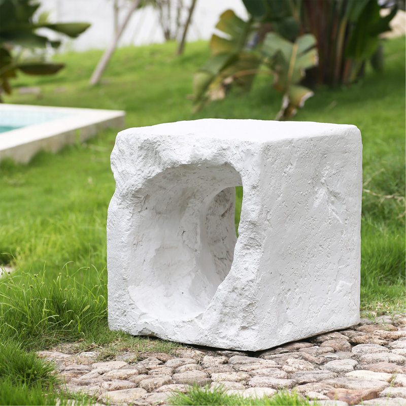 Lyra Outdoor Patio Karst Cave Inspired MGO Side Table, White