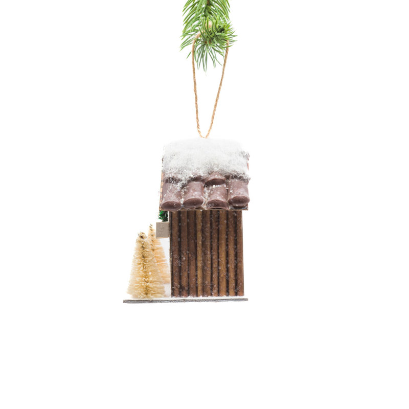 Ornement de Noël en forme de grange avec toit enneigé Finnbogi