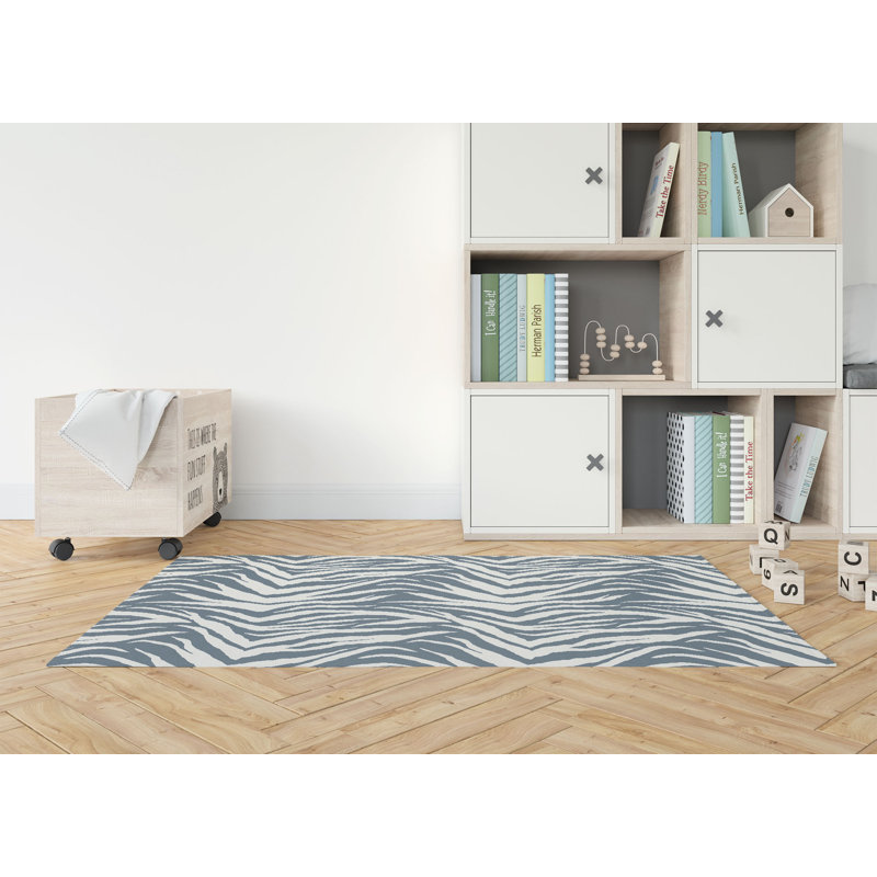 Zebra Patch Kids Play Mat, Blue, Rectangle 3' x 5'