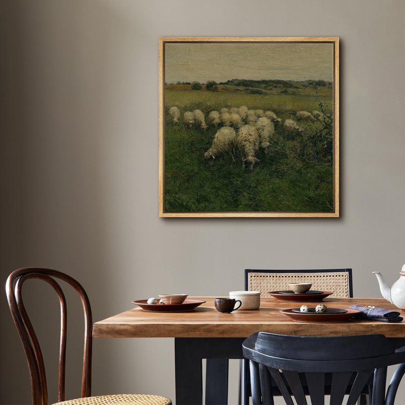 «Pastoral Flock Of Sheep In Meadow», reproduction d'art sur toile, Toile naturelle, H 24 po x l 24 po