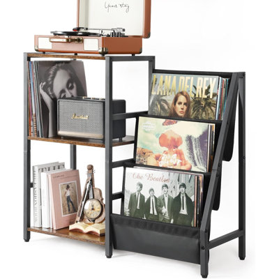 Turntable Stand with 3-Tier Vinyl Record Storage