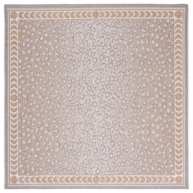 Mooresville Animal Print Taupe Indoor / Outdoor Area Indoor/Outdoor Area Rug, Square 5'3"
