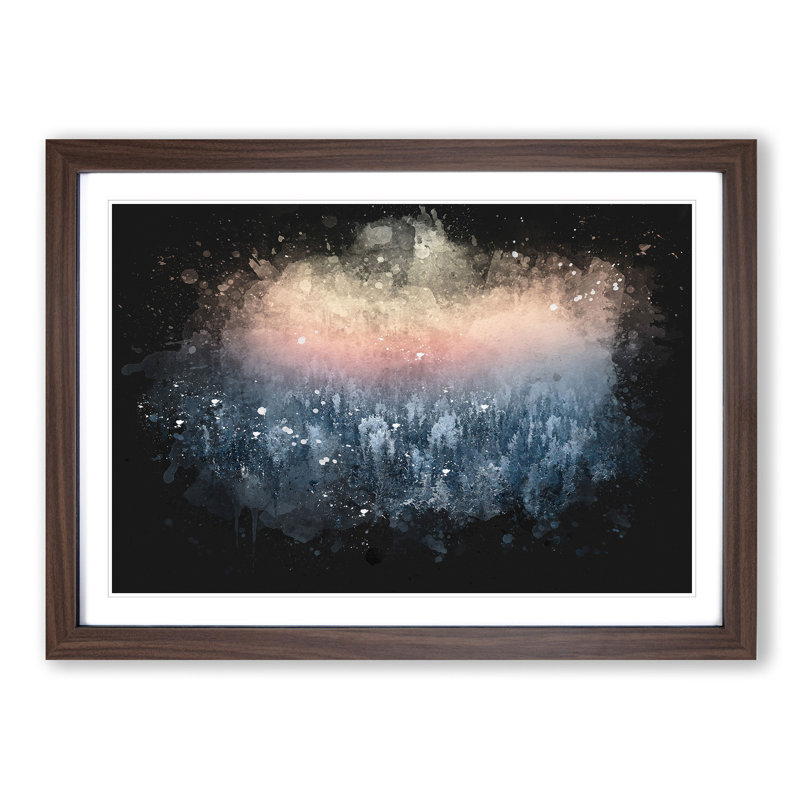 Sun High over Winter a Forest - Picture Frame Graphic Art Print, 24cm H x 33cm W x 2cm D, Walnut Framed