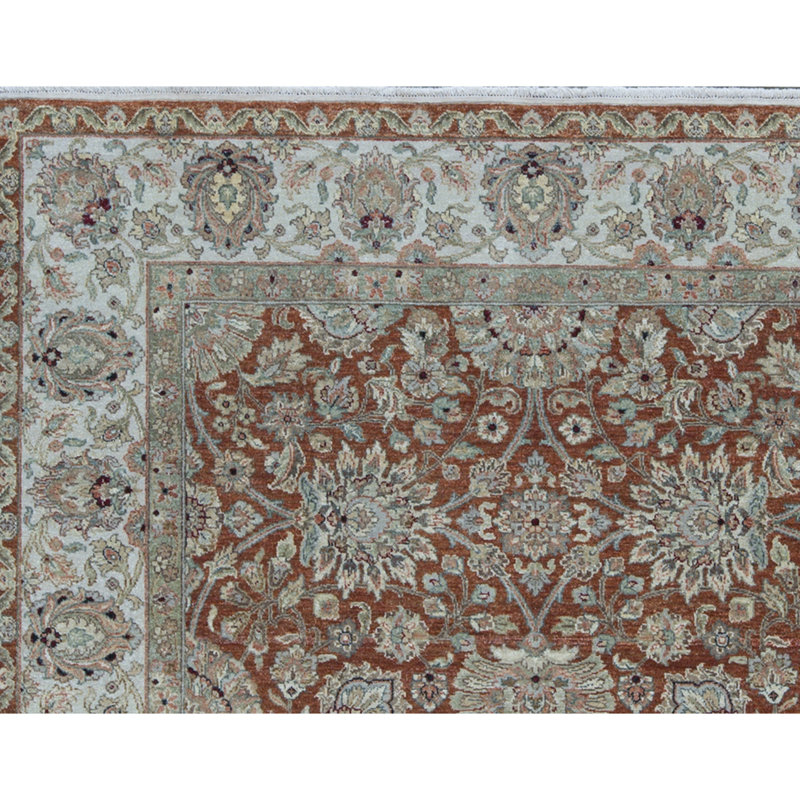 Wool Oriental Area Rug in Rust/Ivory