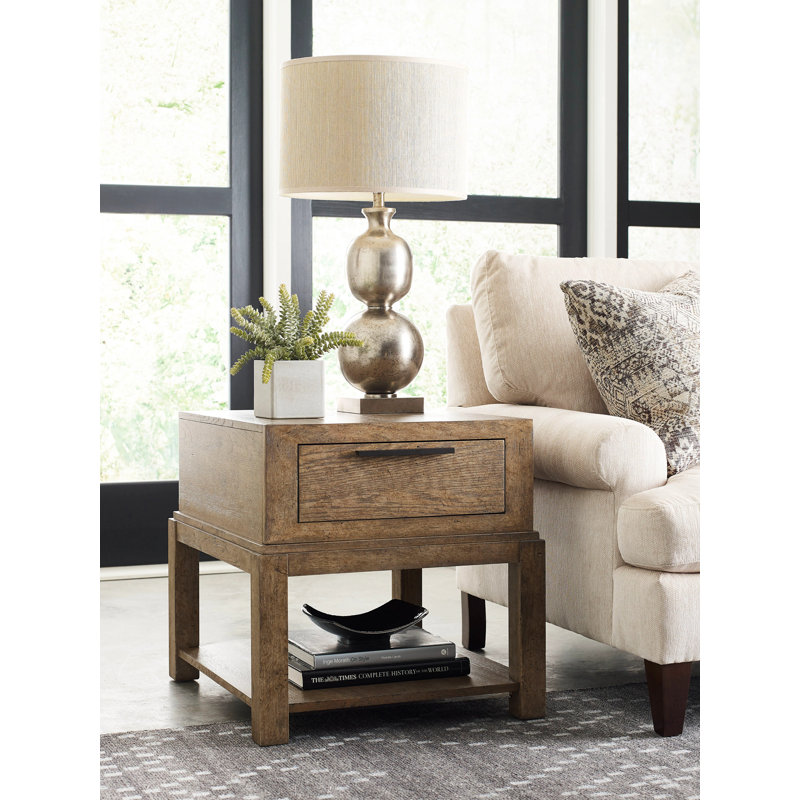Pacificas Solid Wood End Table with Storage