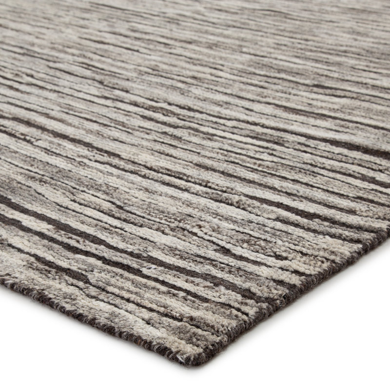 Jaipur Living Ramsay Hand-Knotted Striped Dark Gray/ Ivory Area Rug 9'X12', Rectangle 9' x 12'