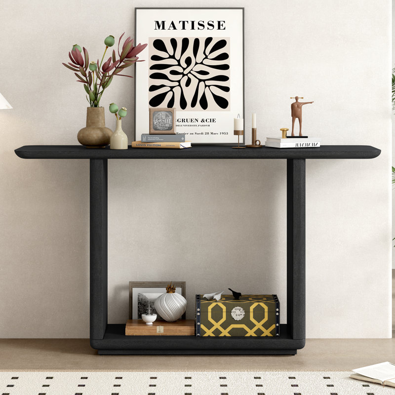 Kempf Minimalist Curved Corners Console Table, Black