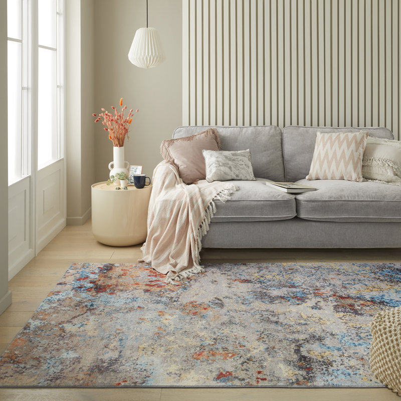 Lux Abstract Ultra soft Stain Guarded Light Multicolour Area Rug, Rectangle 120 x 180cm