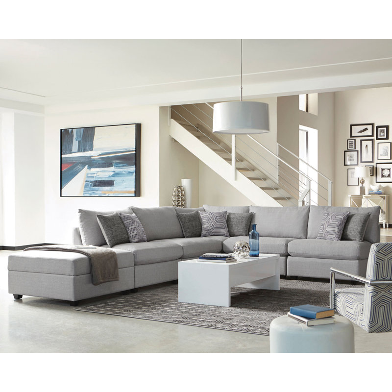 Blydenburgh 6-piece Upholstered Modular Sectional Sofa Grey
