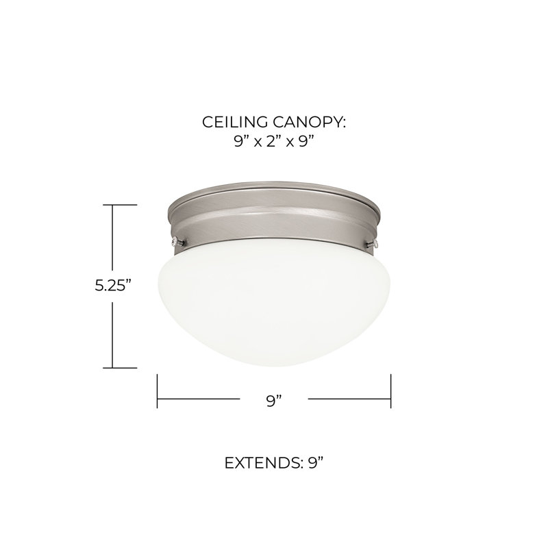 Plafonnier encastré 9 po 2 lumières Harrington, Nickel mat