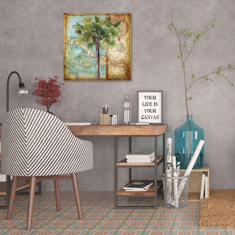 «Antique Palm Tree II» par Sely, impression sur toile tendue, H 12 po x l 12 po