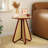 Mid-century Round Side Table Rattan End Table 