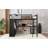Queen Size Loft Bed Frame With Built-In Wardrobe, Metal Loft Bed With Desk And Storage Shelves, Black-18863743
