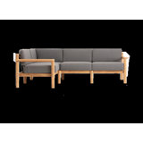 Haven 4-Piece Teak Outdoor Sectional with Sunbrella Cushions and Wooden Armrest