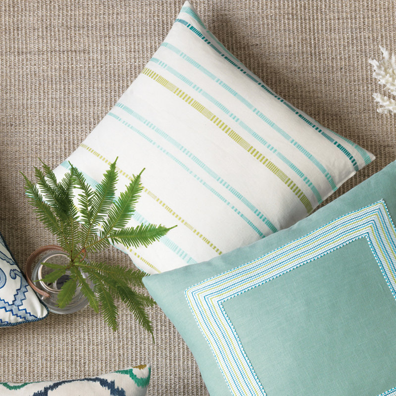 Azul Square Pillow Cover & Insert, Down, 22" x 22", Blue