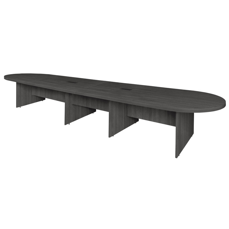 Table de conférence Nickyla Racetrack avec port de charge, Gris cendré, H 29 po x L 192 po x l 52 po