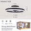 Ventilateur de plafond à DEL à double anneau de luxe de 20 po avec lumière - Design encastré moderne, pales cachées, éclairage à intensité variable et télécommande, ventilateur silencieux à profil bas pour chambre à coucher, salon (noir)