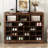Sleek Design 24 Shoe Cubby Console, Modern Shoe Cabinet With Curved Base, Versatile Sideboard With High-Quality For Hallway, Bedroom, Living Room-1479204963