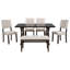 Ensemble de table et chaises de salle à manger 6 pièces avec pieds de forme spéciale et dossiers et coussins recouverts de mousse pour la salle à manger-1855947476-1855947477