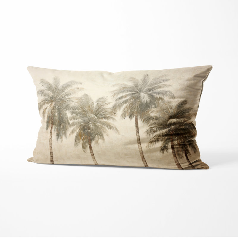 Coussin décoratif vert traditionnel - Minimalisme vintage tropical tranquillité palmiers I, H 12 po x l 20 po