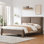 Lit plateforme tapissier avec tête de lit capitonnée, cadre de lit minimaliste moderne pour la chambre à coucher, lit tapissier en tissu doux