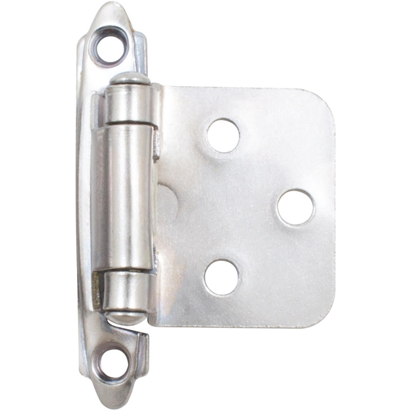 Charnière encastrée à fermeture automatique, Chrome poli, H 1 po x l 2,5 po x P 1 po