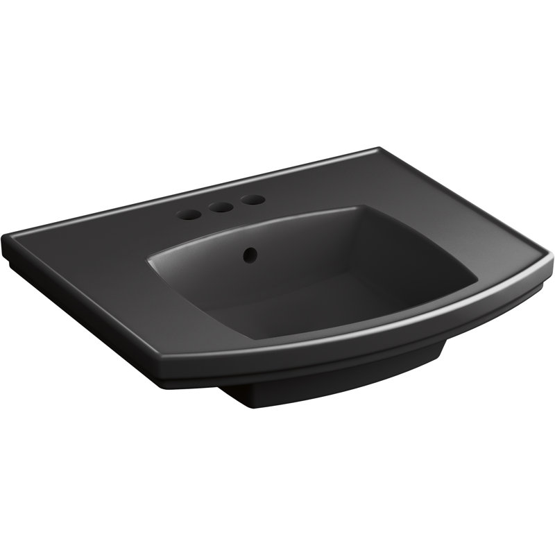 Lavabo de salle de bain rectangulaire en porcelaine vitreuse avec trop-plein Kelston®, Blanc, Centres 4 po