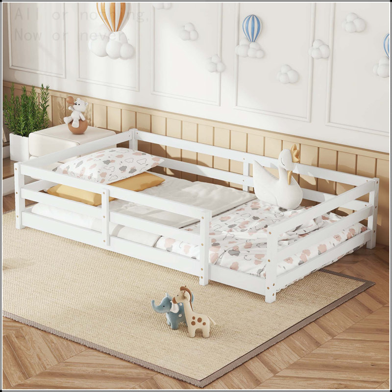 Lit simple avec clôture Montessori, Lit simple, Blanc