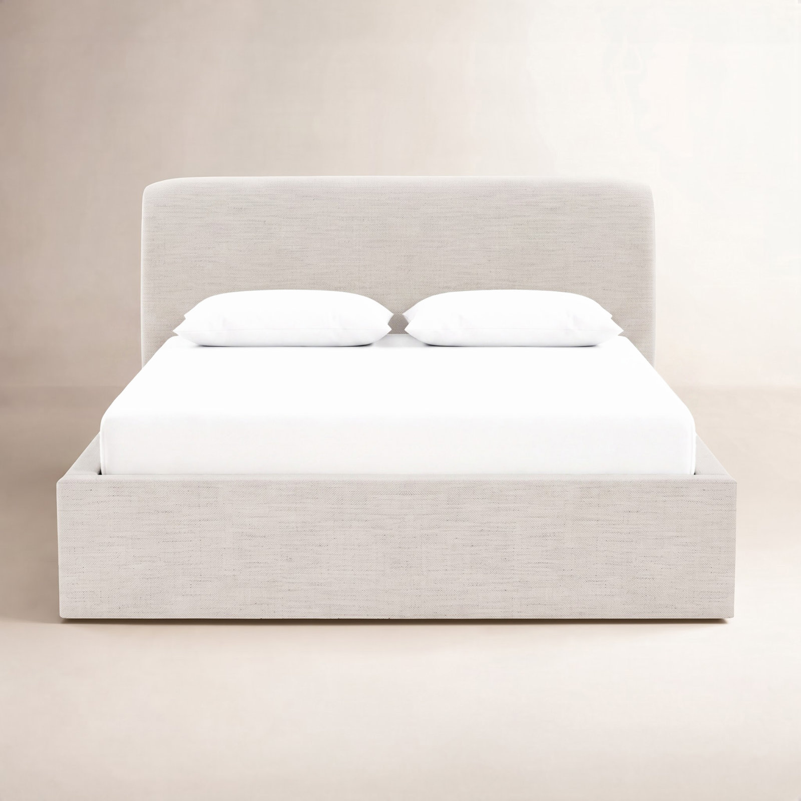 Denton Linen Upholstered Bed, Queen, Prestige Ivory