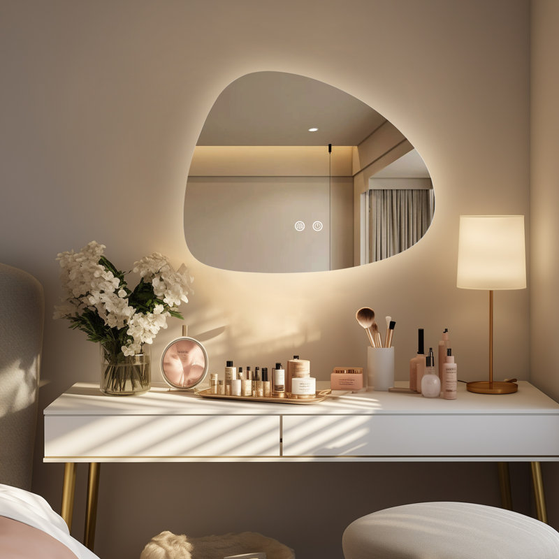 Miroir DEL pour salle de bain asymétrique 20 po x 25 po, 25 po x 20 po