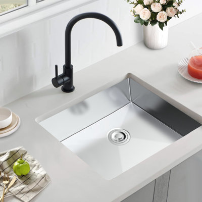 Topcraft Undermount 18 Gauge T304 Stainless Steel Kitchen Sink, 18x17x8 Inch Single Bowl Kitchen Sink, Under Mount Deep Basin Sink for Kitchen